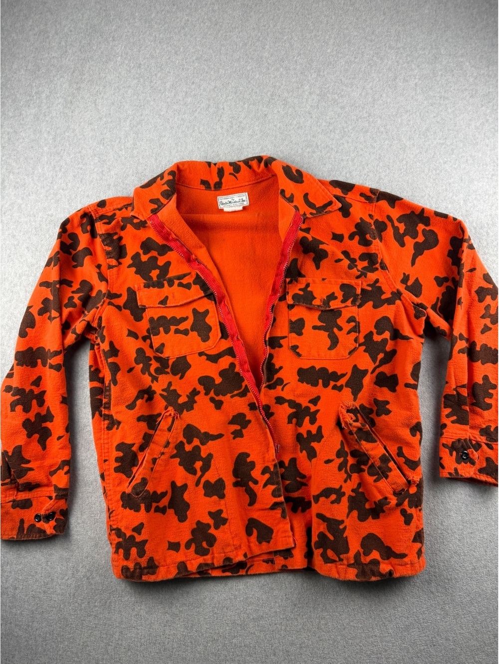 Vintage Gander Mountain XL Blaze Orange Brown Camo Hunting Jacket 100% CottoN